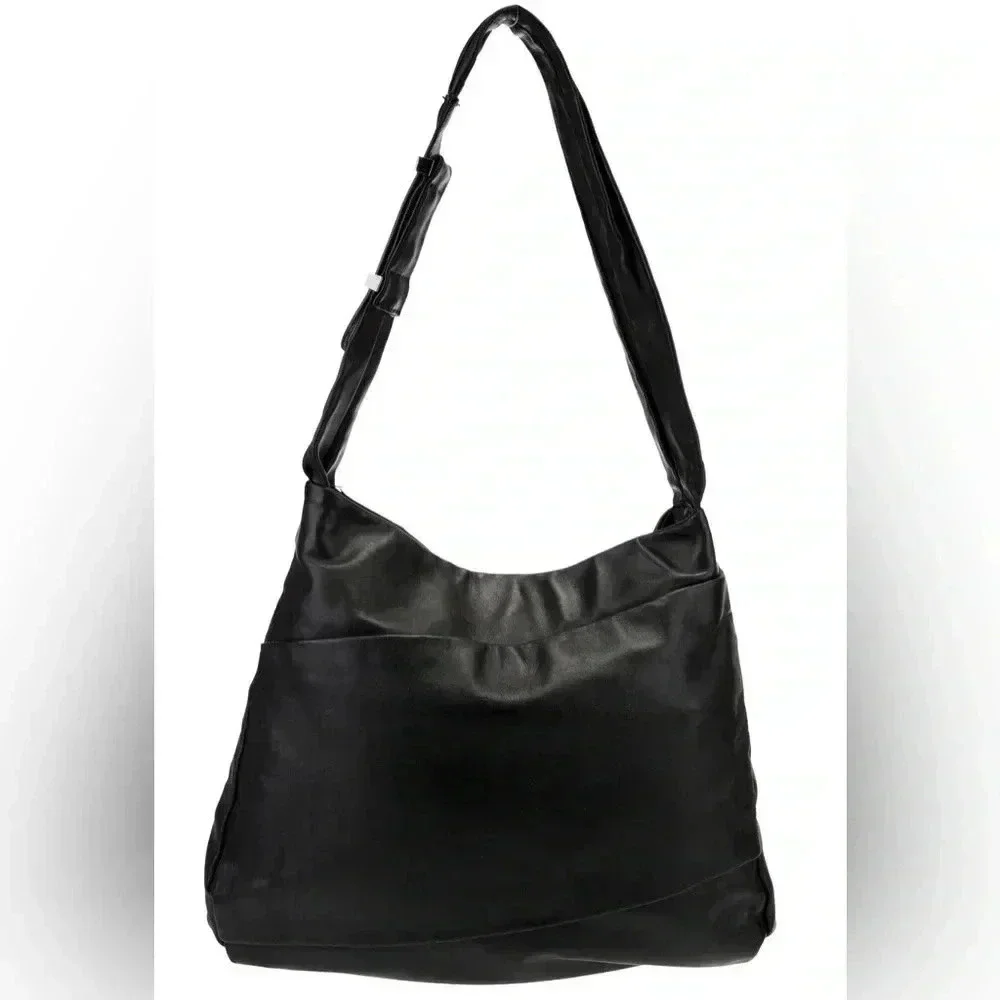 Halston Hmeritage black leather shoulder handbag